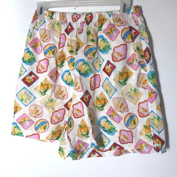 Terzo Millenio Pants - NWT M Terzo Millennio Euro Summer Lemon Print Womens Boxer Style Shorts Linen